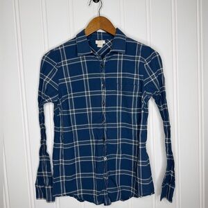 J Crew Womens Blue Plaid Button Front Top Size Medium